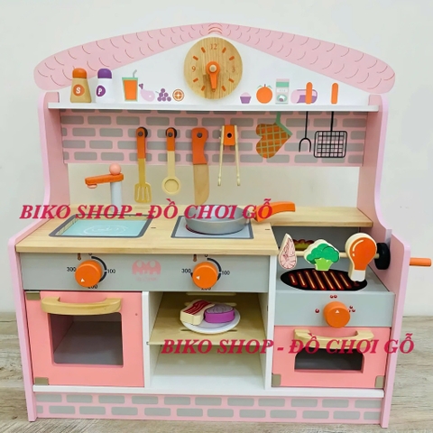 Đồ chơi bếp hồng kèm BBQ 59cm bằng gỗ cho bé