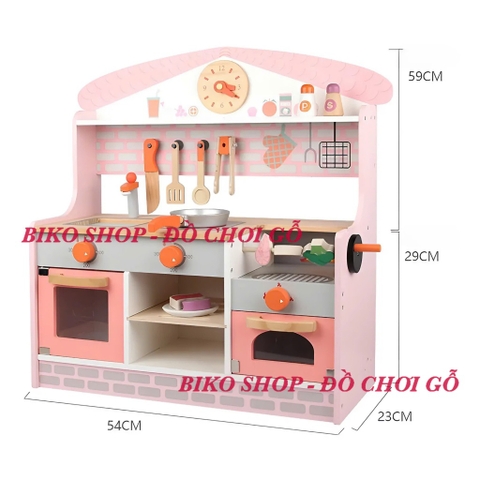 Đồ chơi bếp hồng kèm BBQ 59cm bằng gỗ cho bé