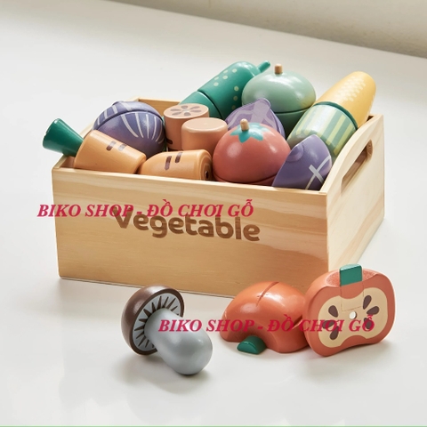Đồ chơi thực phẩm rau củ quả đồ dùng nhà bếp Kienvy bằng gỗ có khay - 𝐁𝐈𝐊𝐎 𝐒𝐇𝐎𝐏