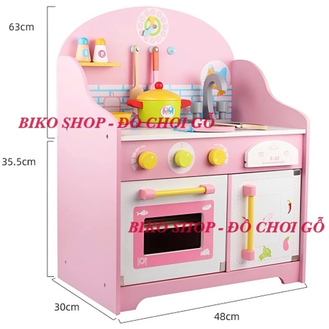 Đồ chơi  bếp lắp ghép hồng bằng gỗ 63cm - 𝐁𝐈𝐊𝐎 𝐒𝐇𝐎𝐏