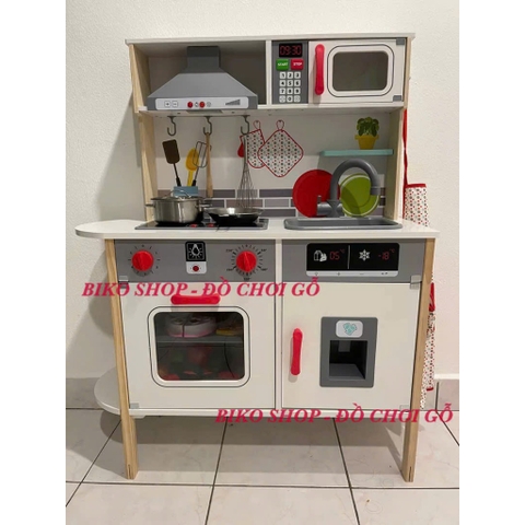 Bếp LG trắng đỏ cao 110cm có âm thanh, ánh sáng phong cách Pháp