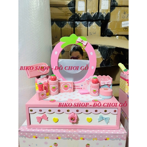 Bàn trang điểm bệt MG  dâu tây hồng mẫu mới - 𝐁𝐈𝐊𝐎 𝐒𝐇𝐎𝐏