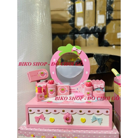Bàn trang điểm bệt MG  dâu tây hồng mẫu mới - 𝐁𝐈𝐊𝐎 𝐒𝐇𝐎𝐏