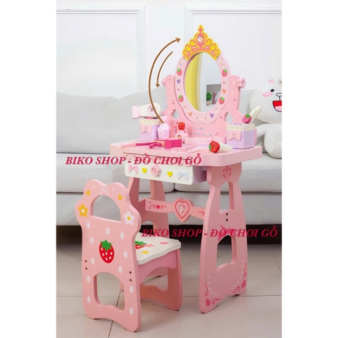 Đồ chơi bàn trang điểm dâu tây bằng gỗ 98cm (cỡ lớn) - 𝐁𝐈𝐊𝐎 𝐒𝐇𝐎𝐏