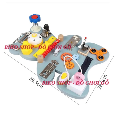Bảng bận rộn mẫu gấu bằng gỗ cho bé-Busy Board -bikoshop