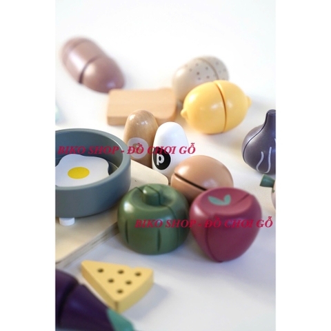 Sét thực phẩm, nồi chảo, bữa sáng, bánh Nunukids bằng gỗ cho bé - 𝐁𝐈𝐊𝐎 𝐒𝐇𝐎𝐏