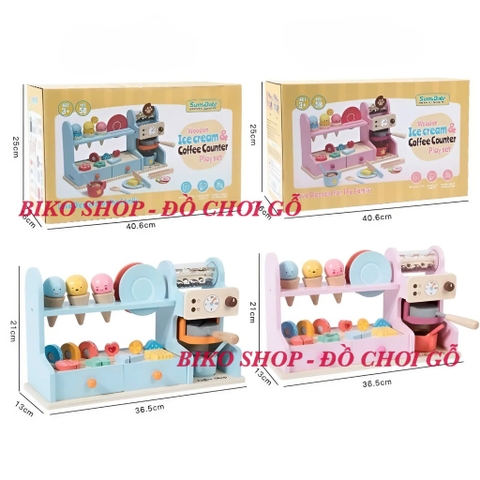 Đồ chơi quầy bán bánh cà phê 21cm bằng gỗ cho bé - 𝐁𝐈𝐊𝐎 𝐒𝐇𝐎𝐏