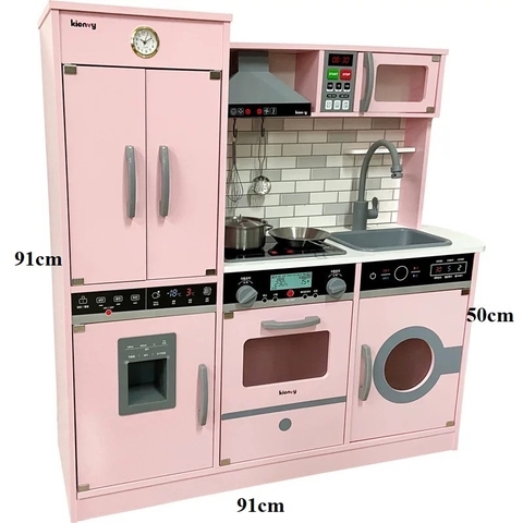 Đồ chơi bếp kèm tủ lạnh Kienvy Phong Cách Hàn 91cm ( Trắng/hồng) 𝐁𝐈𝐊𝐎 𝐒𝐇𝐎𝐏