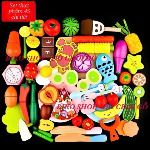 Đồ chơi củ quả 45 chi tiết bằng gỗ dính nam châm 𝐁𝐈𝐊𝐎 𝐒𝐇𝐎𝐏