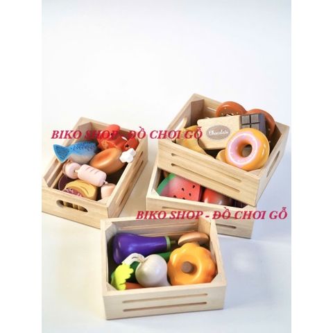 Đồ chơi củ quả thực phẩm Toywoo bằng gỗ có khay - 𝐁𝐈𝐊𝐎 𝐒𝐇𝐎𝐏