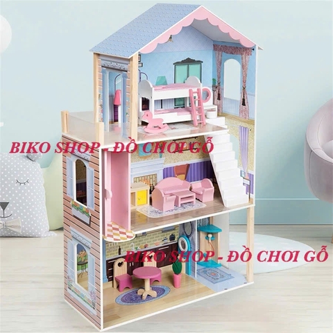 Đồ chơi  mô hình nhà búp bê bằng gỗ cỡ lớn 115cm cho bé - Doll house 𝐁𝐈𝐊𝐎 𝐒𝐇𝐎𝐏