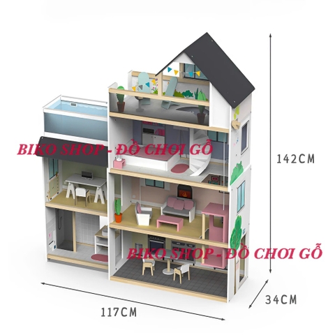 Đồ chơi Nhà búp bê gỗ cỡ lớn 142cm - Doll House 𝐁𝐈𝐊𝐎 𝐒𝐇𝐎𝐏