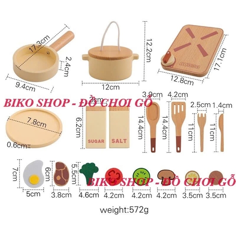 Đồ chơi nhà bếp dụng cụ nấu ăn gỗ - 𝐁𝐈𝐊𝐎 𝐒𝐇𝐎𝐏