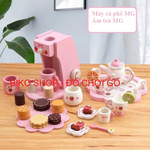 Đồ chơi máy cà phê hồng bằng gỗ cho bé 𝐁𝐈𝐊𝐎 𝐒𝐇𝐎𝐏