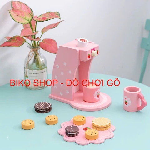 Đồ chơi máy cà phê hồng bằng gỗ cho bé 𝐁𝐈𝐊𝐎 𝐒𝐇𝐎𝐏