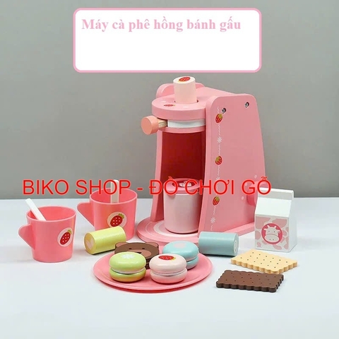 Đồ chơi máy cà phê hồng bằng gỗ cho bé 𝐁𝐈𝐊𝐎 𝐒𝐇𝐎𝐏