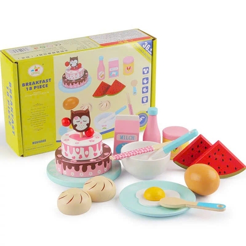 Đồ chơi bữa sáng 18 chi tiết bánh bằng gỗ cho bé 𝐁𝐈𝐊𝐎 𝐒𝐇𝐎𝐏