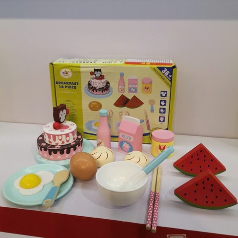 Đồ chơi bữa sáng 18 chi tiết bánh bằng gỗ cho bé 𝐁𝐈𝐊𝐎 𝐒𝐇𝐎𝐏