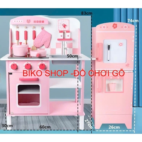 Đồ chơi bếp hồng chân tròn 83cm có âm thanh cho bé - 𝐁𝐈𝐊𝐎 𝐒𝐇𝐎𝐏