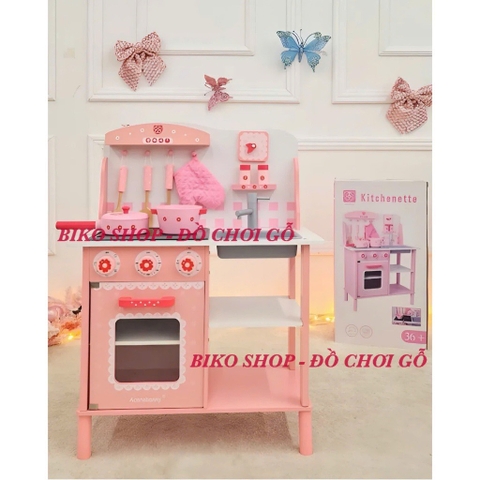 Đồ chơi bếp hồng chân tròn 83cm có âm thanh cho bé - 𝐁𝐈𝐊𝐎 𝐒𝐇𝐎𝐏