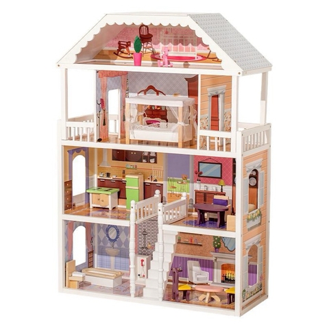 Đồ chơi mô hình nhà búp bê bằng gỗ màu trắng 112cm cho bé-BIKOSHOP