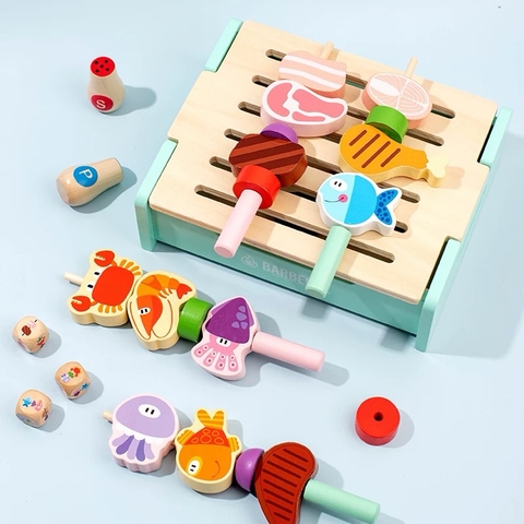 Đồ chơi bếp BBQ mini 3in1 bằng gỗ cho bé-BIKOSHOP