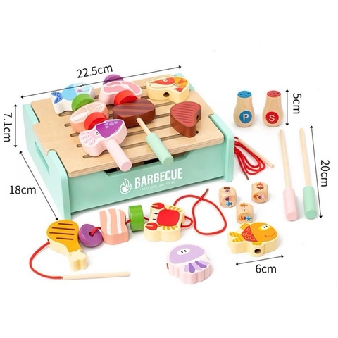 Đồ chơi bếp BBQ mini 3in1 bằng gỗ cho bé-BIKOSHOP