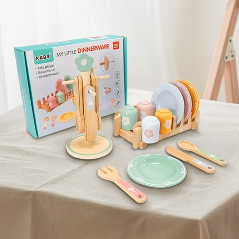 Đồ chơi dụng cụ bát đĩa KABI bằng gỗ cho bé 𝐁𝐈𝐊𝐎 𝐒𝐇𝐎𝐏