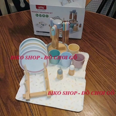 Đồ chơi dụng cụ bát đĩa UMU bằng gỗ cho bé - 𝐁𝐈𝐊𝐎 𝐒𝐇𝐎𝐏
