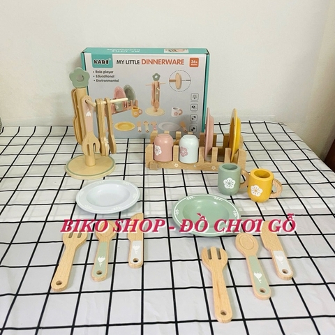 Đồ chơi dụng cụ bát đĩa KABI bằng gỗ cho bé 𝐁𝐈𝐊𝐎 𝐒𝐇𝐎𝐏