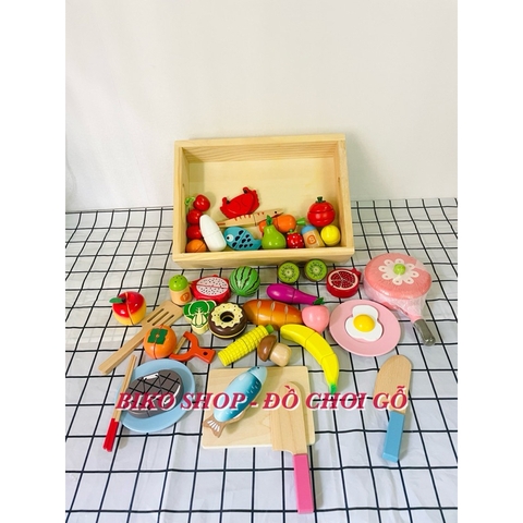 Đồ chơi củ quả 40 chi tiết nam châm có khay bằng gỗ-𝐁𝐈𝐊𝐎 𝐒𝐇𝐎𝐏