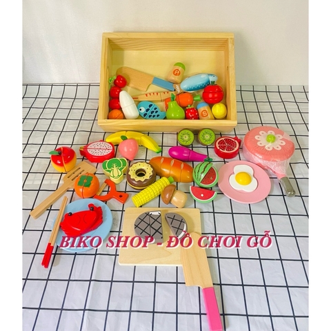 Đồ chơi củ quả 40 chi tiết nam châm có khay bằng gỗ-𝐁𝐈𝐊𝐎 𝐒𝐇𝐎𝐏