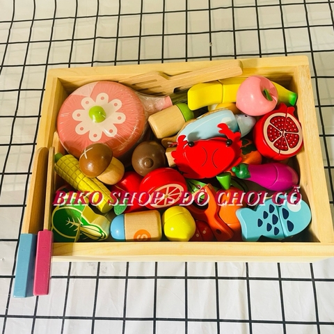 Đồ chơi củ quả 40 chi tiết nam châm có khay bằng gỗ-𝐁𝐈𝐊𝐎 𝐒𝐇𝐎𝐏