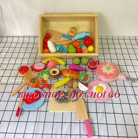 Đồ chơi củ quả 40 chi tiết nam châm có khay bằng gỗ-𝐁𝐈𝐊𝐎 𝐒𝐇𝐎𝐏