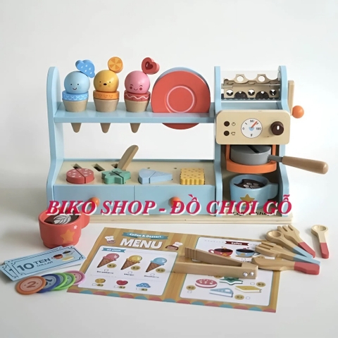 Đồ chơi quầy bán bánh cà phê 21cm bằng gỗ cho bé - 𝐁𝐈𝐊𝐎 𝐒𝐇𝐎𝐏