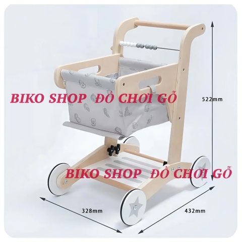 Đồ chơi xe đẩy siêu thị cho bé bằng gỗ cao cấp nhiều mẫu - 𝐁𝐈𝐊𝐎 𝐒𝐇𝐎𝐏
