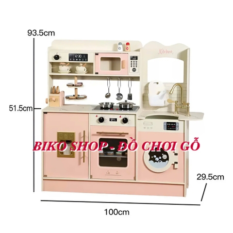 Đồ chơi nhà bếp có cà phê màu hồng bằng gỗ 93.5cm - 𝐁𝐈𝐊𝐎 𝐒𝐇𝐎𝐏
