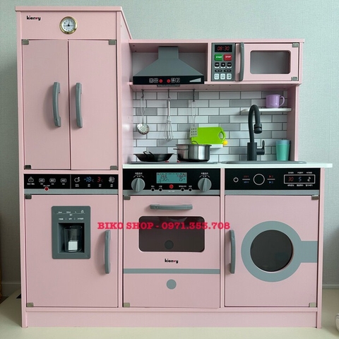 Đồ chơi bếp kèm tủ lạnh Kienvy Phong Cách Hàn 91cm ( Trắng/hồng) 𝐁𝐈𝐊𝐎 𝐒𝐇𝐎𝐏