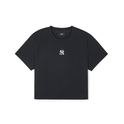 Áo Croptop MLB Korea Basic Small Logo New York Yankees Black