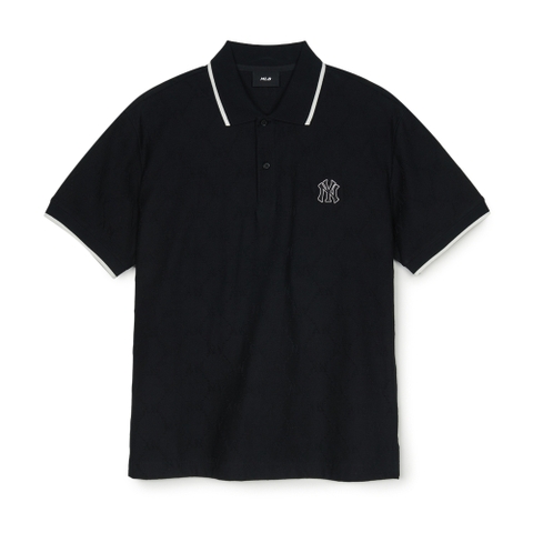 Áo Polo MLB Dia Mono Jacquard Collar T-Shirt New York Yankees Black