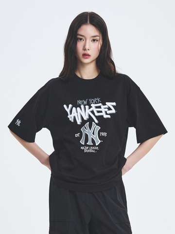 Áo Thun MLB Basic Big Logo Mega Overfit Functional Short Sleeve T-Shirt New York Yankees Black