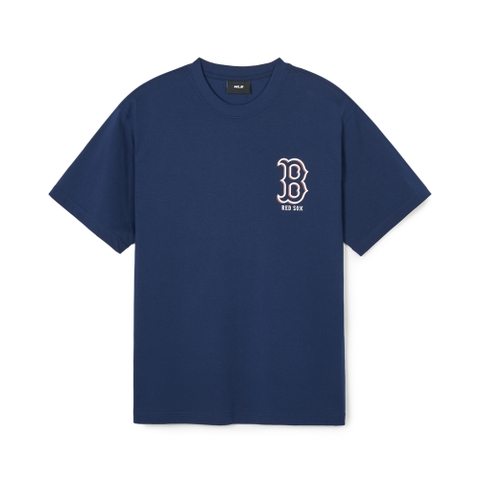 Áo Thun MLB Korea Basic Mega Logo Boston Red Sox Navy