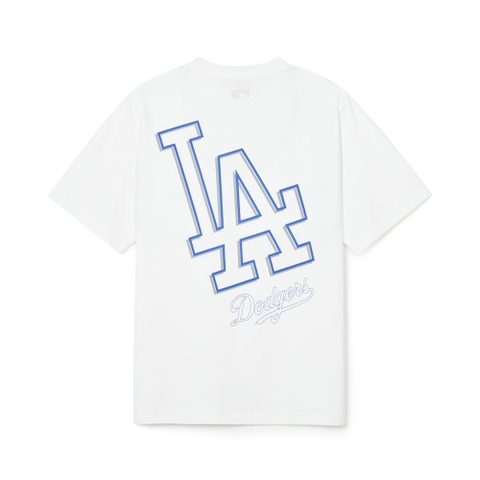 Áo Thun MLB Korea Basic Mega Logo LA Dodgers White