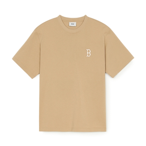 Áo Thun MLB Classic Mono Big Lux Overfit Short Sleeve T-Shirt Boston Red Sox Beige