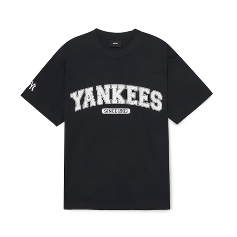 Áo Thun MLB Korea Varsity Logo New York Yankees Black