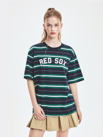 Áo Thun MLB Varsity Stripe Overfit Short Sleeve T-Shirt Boston Red Sox Navy