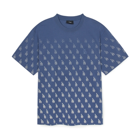 Áo Thun MLB Vintage Mono Full-Panel Pattern Overfit Short-Sleeve T-Shirt LA Dodgers Indigo