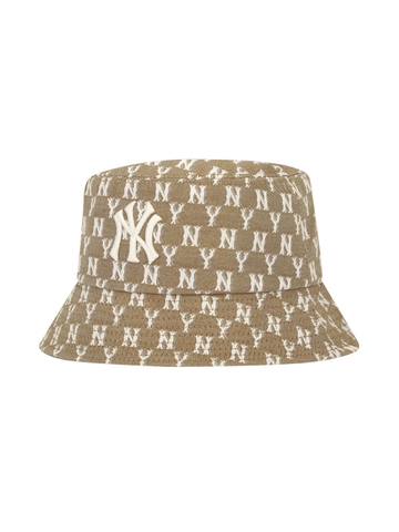 Nón Bucket MLB Classic Mono Jacquard Bucket Hat New York Yankees Beige