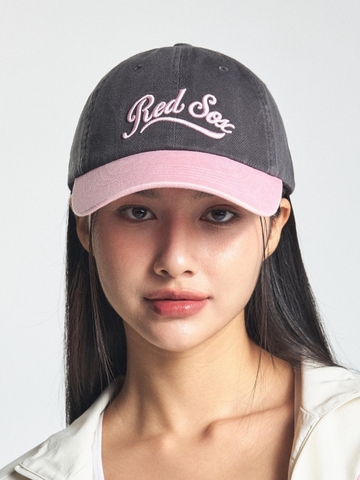 Nón MLB Korea Varsity Vintage Culsive Color Block Unstructured Ball Cap Boston Red Sox Grey