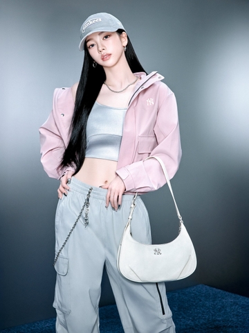 Túi MLB Basic Vintage Nylon Hobo Bag New York Yankees Ivory [Karina PICK]